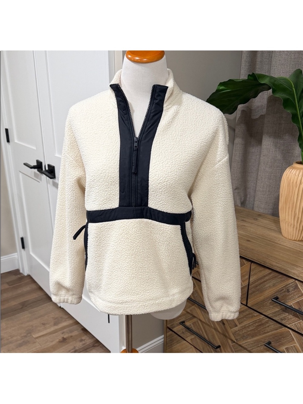 Peloton Cream Sherpa Jacket with Black Logo